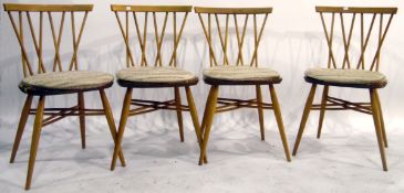 Set of four Ercol twisted stickback dining chairs (shape 376),