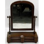 Victorian mahogany box-base toilet mirror fitted two trinket drawers