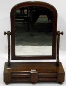 Victorian mahogany box-base toilet mirror fitted two trinket drawers