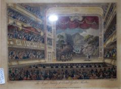Coloured engraving "The Royal Family at Covent Garden Theatre" Reproduction photograph of Winston