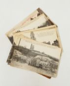 Assorted 20th century postcards to include the burial of two British soldiers circa WWI,