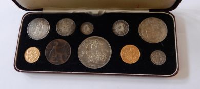 1902 Edward VII specimen set consisting of 1902 sovereign, half sovereign, crown, half crown,
