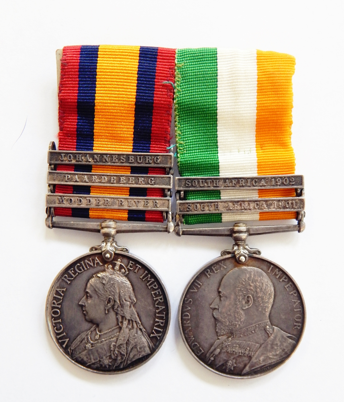 Kings South Africa medal and Queens South Africa medal named to '4553 CPL A BIBBINGS RFA'