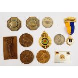 Quantity of sporting medals to include 1950's table tennis medals Bucharest,