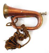 Copper and brass bugle made by Boosey & Hawkes of London,