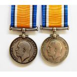 Two WWI War medals named to 'G-95712 PTE E R BACHELOR MIDD/X R' and '41006 PTE C G HILLIER R WAR R',