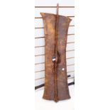 African animal hide and wooden shield,