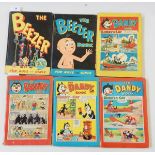 Various annuals including Beezer x 2, The Dandy Book x 4, The Beano x 1,