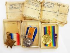 WWI 1914-15 star, War medal and Victory medal awarded to '44304 GNR H RUDHALL R F A',