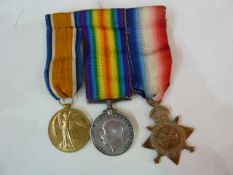 WWI 1914-15 Star, War Medal and Victory Medal named to "03796.PTE. J. HILTON. A.O.C.