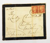 Victorian Mourning cover Cowes 1874 to Lady Churchill at Charlbury, signed 'The Queen',