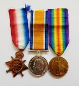 WWI 1914 Star, War medal and Victory medal named to '23202 GNR D MOODIE RFA',