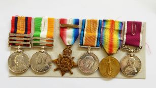 Queens South Africa medal, Kings South Africa medal, 1914 Star with bar,