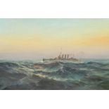 W N Bennett (20th century school) Oil on board "Australian Cruiser, Canberra",