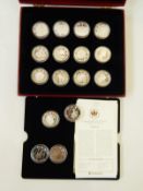 13 silver crowns commemorating 2002, 28.28 grams and three cupro nickel.