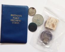 1739 George Maundy penny EF, 1778 silver dollar,