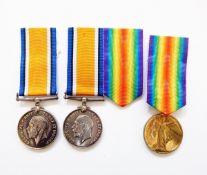 WWI Victory medal and War medal named to '2907 PTE C E LANE Glouc YEO' and War medal named to '3044