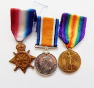 WWI 1914-15 Star, War medal and Victory medal to 'First Day of Loo's Casualty',