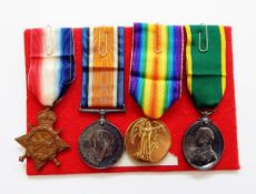 WWI 1914-15 Star, War medal and Victory medal named to '160 GNR E W TRACEY RFA',