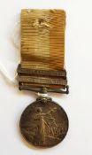 Boer War Kings South Africa medal with two bars named to '5427 PTE G LEACH GLOUC RGT'