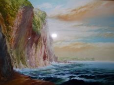 Roland Stead (late 19th/early 20th century) Two watercolours "Marble Cliffs, Trevone, Padshaw,