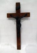 Wooden crucifix with bronze Jesus,