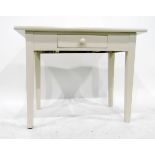 Painted pine rectangular-top side table with frieze drawer, on square tapering legs,