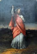 19th century English school Oil on canvas Jesus in landscape with hand aloft in the sign of Peace,