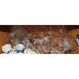 Quantity of assorted glassware including wines, tumblers and Maxwell Williams coffee cups,
