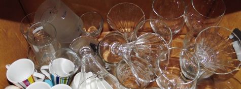 Quantity of assorted glassware including wines, tumblers and Maxwell Williams coffee cups,