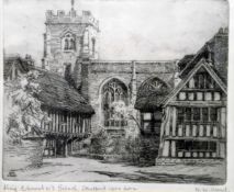 N M Ward Etching Edward VI School, Stratford Upon Avon,