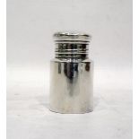 Early 20th century silver scent bottle, cylindrical-shaped with circular lid, plain form,