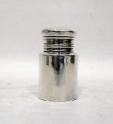 Early 20th century silver scent bottle, cylindrical-shaped with circular lid, plain form,