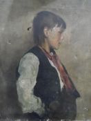 19th century school Oil on canvas Half-length portrait of young boy,