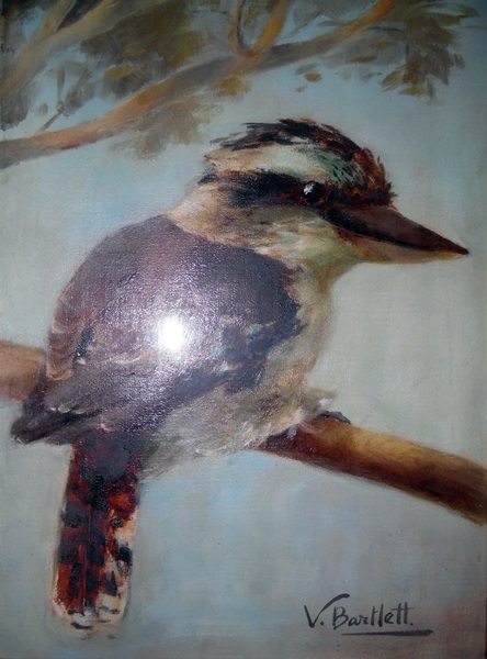 Violet Bartlett (late 19th/early 20th century Australian) Oil on canvas Kookaburra perched on a - Image 2 of 2