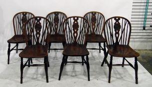Set of six 19th century Windsor wheelback dining chairs,
