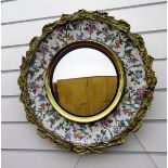 Burleighware Burgess & Leigh Ltd ceramic and gilt metal wall mirror, circular with convex glass,