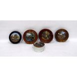 Six assorted Prattware pot lids to include 'The Residence of Anne Hathaway.