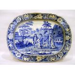 19th century blue and white meat plate "The Beemaster" (illustrated from a painting in Bradford