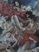 After William Russell Flint Signed colour print Group of women admiring artist's canvas in the