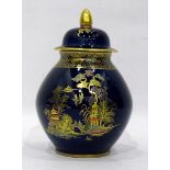Crown Devon chinoiserie lidded vase,