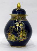 Crown Devon chinoiserie lidded vase,