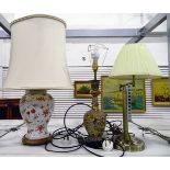 Assorted table lamps to include Chinese ceramic vase with cover turned lamp,