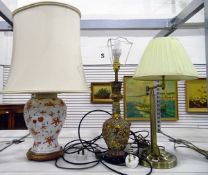 Assorted table lamps to include Chinese ceramic vase with cover turned lamp,