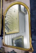 Art Nouveau style gilt framed arched wall mirror with domed top,