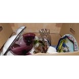 Assorted glassware including sundae dishes, Royal Worcester 'Herbs' large hors d'oeuvres dish,