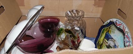 Assorted glassware including sundae dishes, Royal Worcester 'Herbs' large hors d'oeuvres dish,