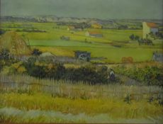 After Vincent Van Gogh Colour print Harvesting scene,