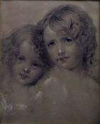 John Hayter (1800-1895) Chalk and crayon Portrait of two sisters, circa 1850,