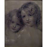 John Hayter (1800-1895) Chalk and crayon Portrait of two sisters, circa 1850,